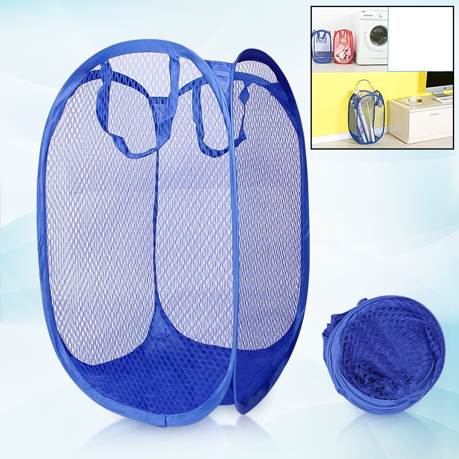 Foldable Collapsible Mesh Laundry Bag Pack Of 1 (Mix Color) Foldable Collapsible Mesh Laundry Bag Pack Of 1 (Mix Color)